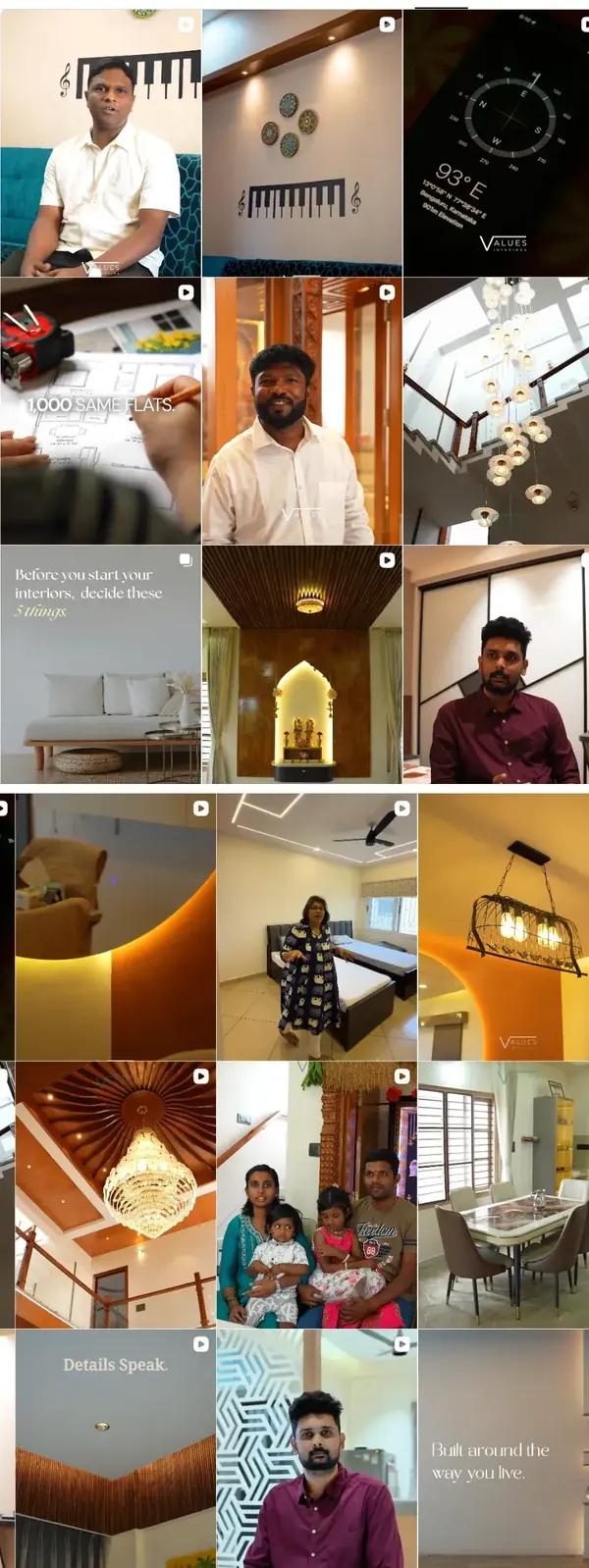 The Values Interiors Instagram grid